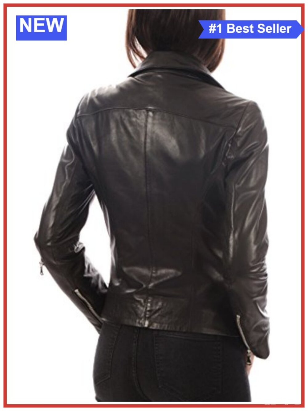 Genuine Lambskin Leather Motorcycle Bomber Jacket Womens Zip Moto